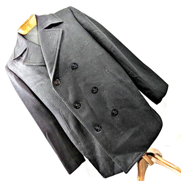 FINAL SALE!* CLAIBORNE! LUXE BLACK WOOL PEACOAT, JACKET, COAT! SZ